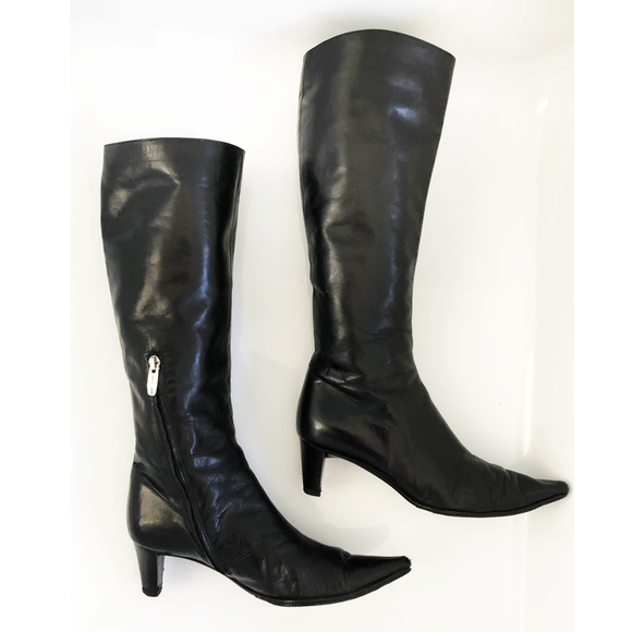 Sergio Rossi Knee High Leather Boots, sz 7 - Picture 1 of 8